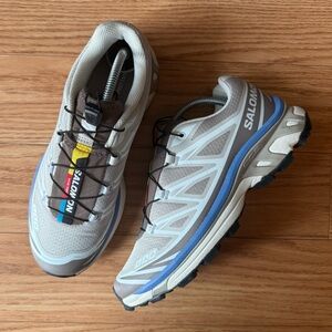 EUC Salomon XT-6 Silver Cloud / Iron - Ultramarine size 7.5 US Women